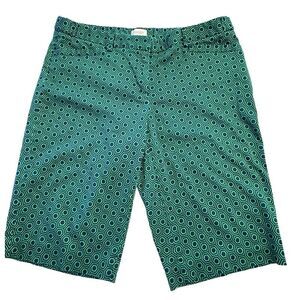 Laundry Shelli Segal Women Size 6 Green Blue Geometric Bermuda Shorts Fast Ship